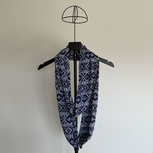 Blue & White Tribal Print Infinity Scarf